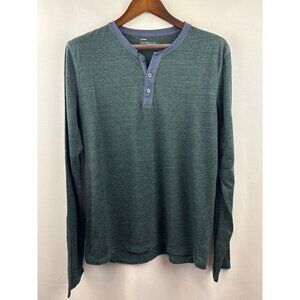 Men’s Public Opinion Large Dark Green Long Sleeve Shirt w/ 1/4 Buttons
